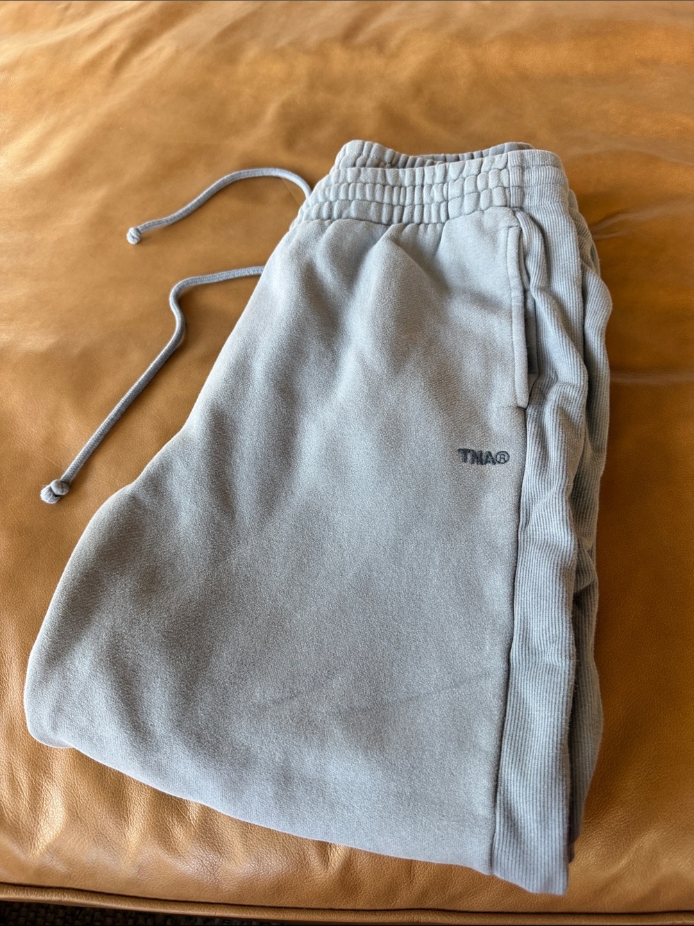 TNA Cozy Fleece Boyfriend Sweatpant Joggers Blue/Gray Large